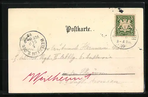 Mondschein-Lithographie Bad Kreuth, Teilansicht