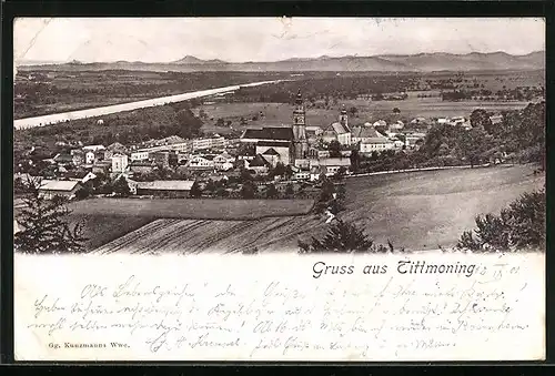 AK Tittmoning, Gesamtansicht mit Umgebung aus der Vogelschau