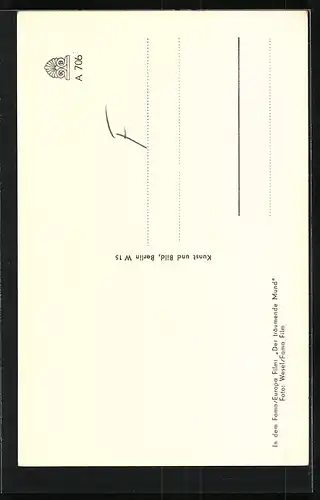 AK Schauspieler O. W. Fischer in dem Film Der träumende Mund mit Autogramm