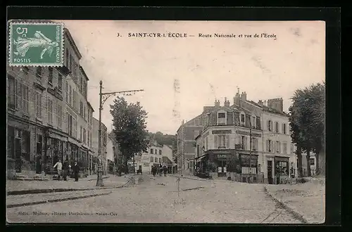 AK Saint-Cyr-l`Ecole, Route Nationale et rue de l`Ecole