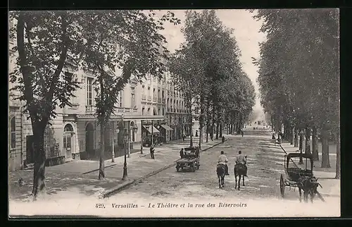 AK Versailles, Le Théâtre et la rue des Réservoirs