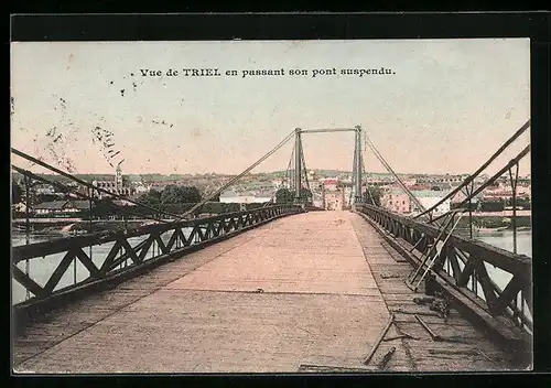 AK Triel, Blick über die Brücke auf die Stadt
