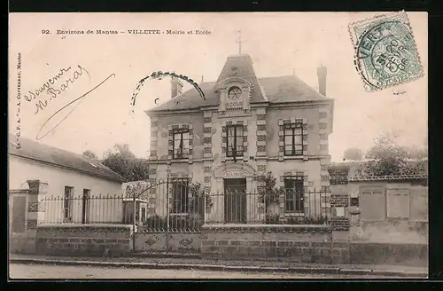 AK Villette, Mairie et Ecole