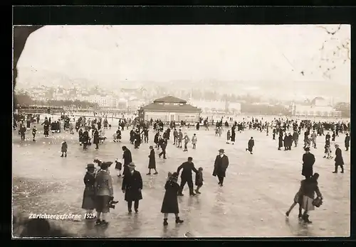 AK Zürich, Zürichseegefrörne 1929