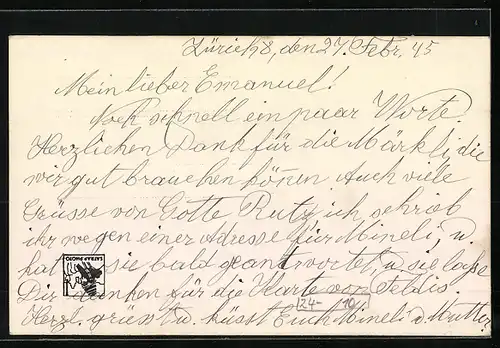 AK Zürich, Zürichseegefrörne 1929