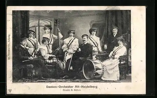 AK Damen-Orchester Alt-Heidelberg mit Instrumenten