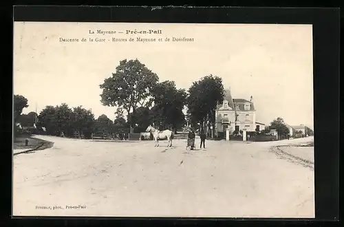 AK Pré-en-Pail, Descente de la Gare, Routes de Mayenne et de Domfront