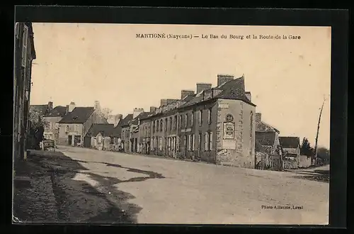 AK Martigné, Le Bas du Bourg et la Route de la Gare