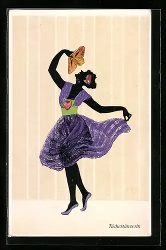 AK Junge Dame beim Tanz, Fächertänzerin