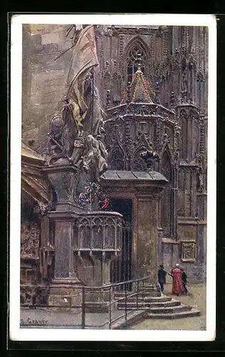 Künstler-AK Ernst Graner: Wien, Stefanskirche, Capistrankanzel