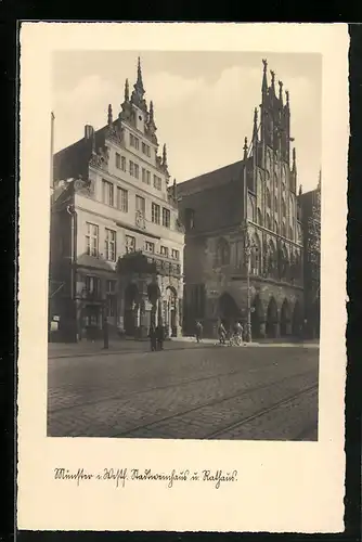 AK Münster i. W., Stadtweinhaus mit Rathaus