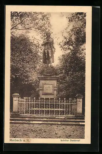 AK Marbach a. N., Am Schiller Denkmal
