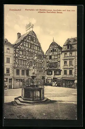 AK Bernkastel, Marktplatz mit Marktbrunnen