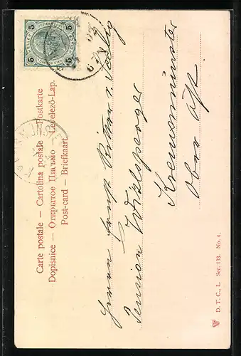 Künstler-AK Handgemalt: Ortsansicht im Frühling