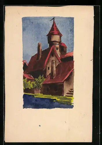 Künstler-AK Handgemalt: Blick auf das Schloss