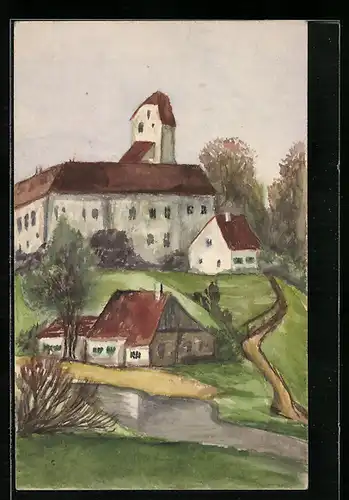 Künstler-AK Handgemalt: Weg zum Schloss