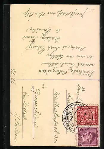 Künstler-AK Handgemalt: Motiv mit zwei Birken