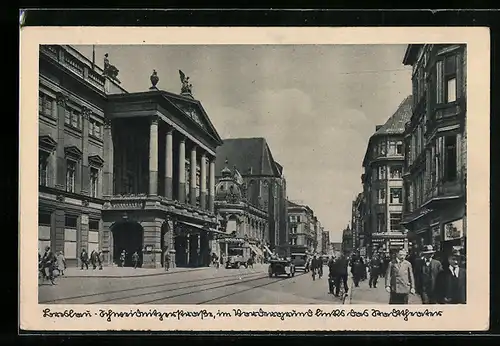 AK Breslau, Schweidnitzerstrasse mit Stadttheater