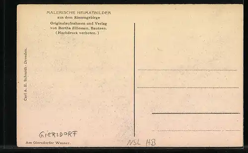 AK Giersdorf, Ortsansicht am Giersdorfer Wasser