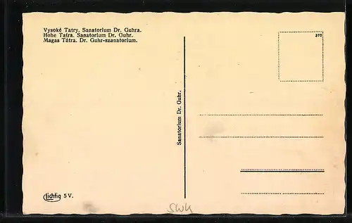 AK Vyoské Tatry, Sanatorium Dr. Guhra