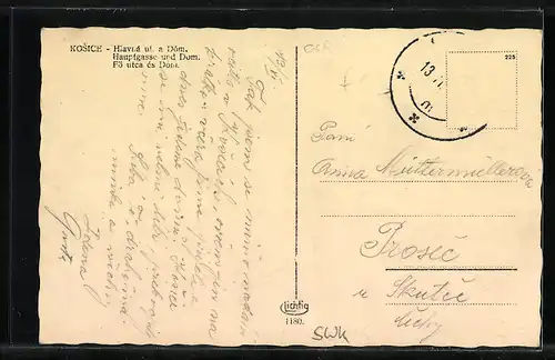 AK Kosice, Hauptgasse und Dom