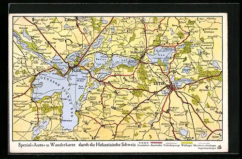 AK Eutin, Spezial-Auto- und Wanderkarte durch die Holsteinische Schweiz
