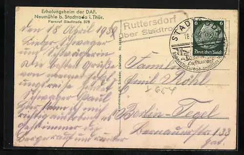 AK Stadtroda i. Thür., Erholungsheim der DAF-Neumühle