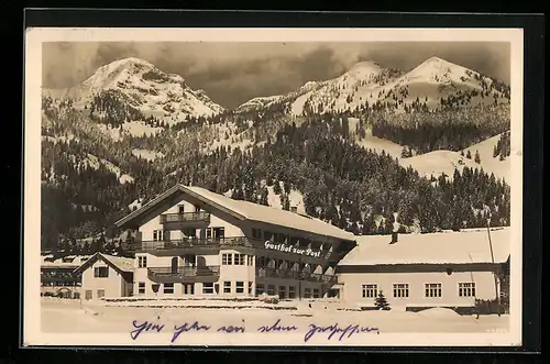 AK Bayrischzell, Gasthof zur Post mit Wendelstein