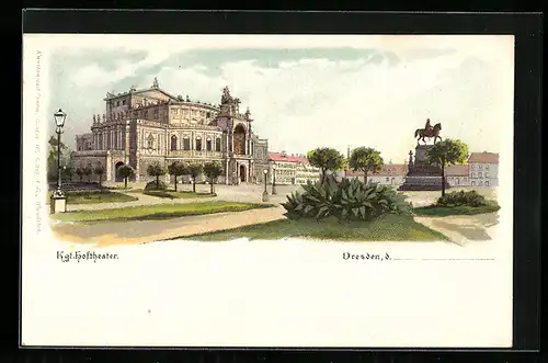 Lithographie Dresden, Königliches Hoftheater