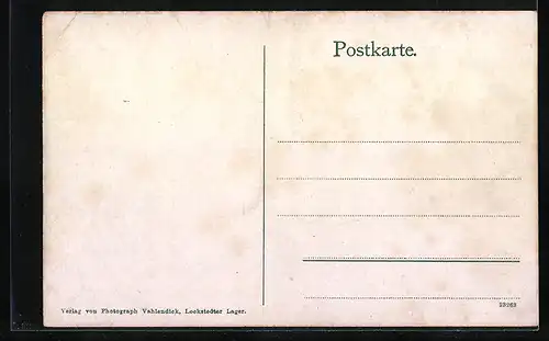 AK Lockstedter Lager, Gesamtansicht mit Geschützpark und Armeecorpsstein
