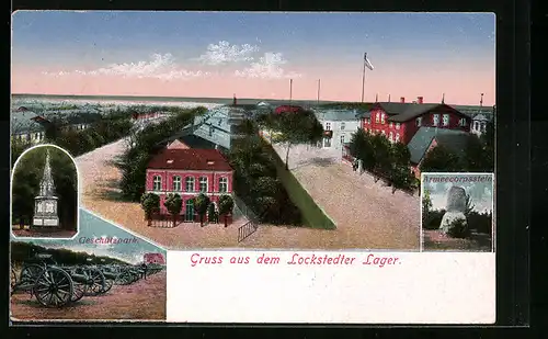 AK Lockstedter Lager, Gesamtansicht mit Geschützpark und Armeecorpsstein