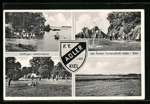 AK Kiel, Zeltlager Adlerhorst der Freien Turnerschaft Adler in vier Ansichten