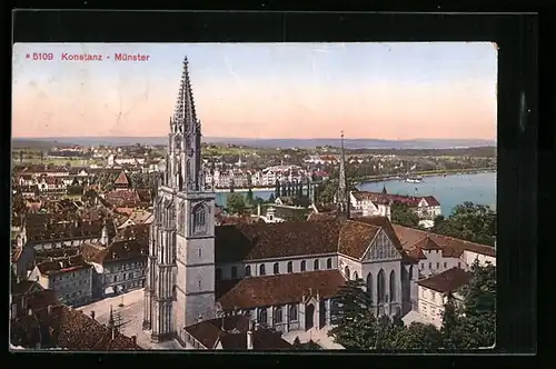 AK Konstanz a. Bodensee, Stadtansicht mit Münster