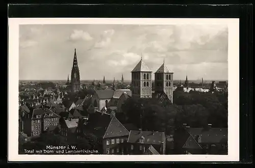 AK Münster i. W., Totalansicht mit Dom und Lambertikirche