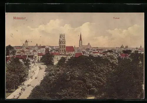 AK Münster i. W., Totalansicht aus der Vogelschau