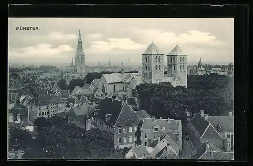 AK Münster i. W., Stadtansicht mit Lambertikirche und Dom