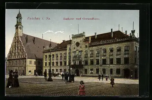 AK Zwickau i. Sa., Rathaus und Gewandhaus