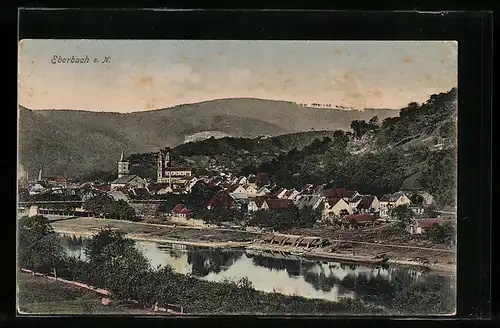 AK Eberbach a. N., Gesamtansicht aus der Vogelschau