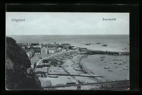 AK Helgoland, Strandpartie aus der Vogelschau