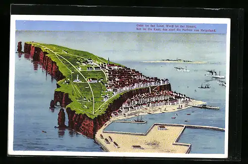 AK Helgoland, Die Insel aus der Vogelschau