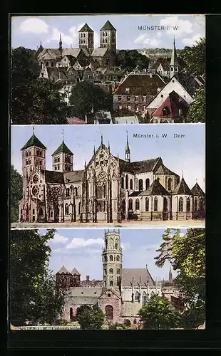 AK Münster i. W., Ortsansicht, Dom und Ludgerikirche