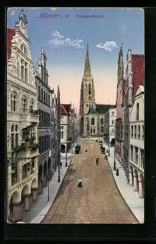 AK Münster i. W., Prinzipalmarkt aus der Vogelschau