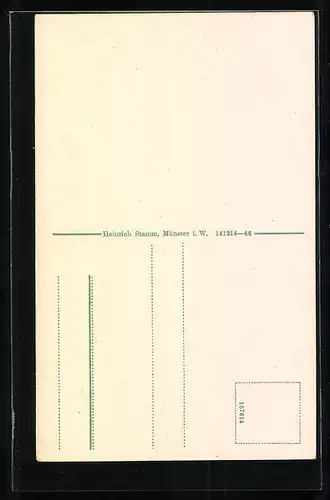 AK Münster i. W., Kiepenkerl und Prof. Dr. Landois-Denkmal mit Text