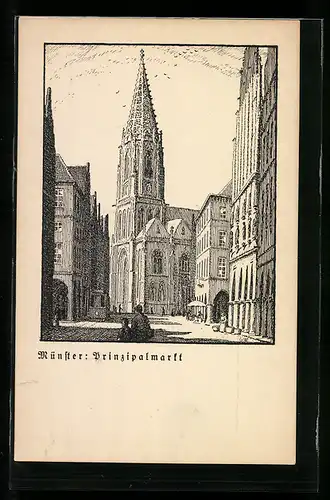 Künstler-AK Münster i. W., Prinzipalmarkt