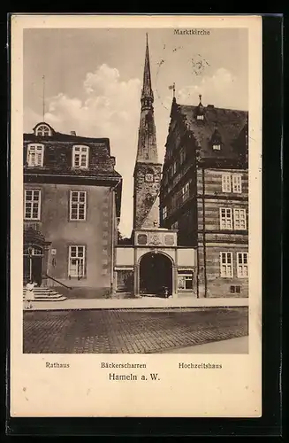 AK Hameln a. W., Rathaus, Bäckerscharren und Hochzeitshaus