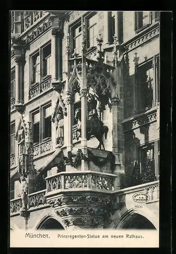 AK München, Prinzregenten-Statue am neuen Rathaus