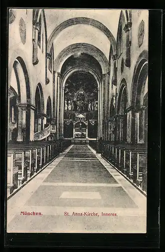 AK München, Inneres der St. Anna-Kirche