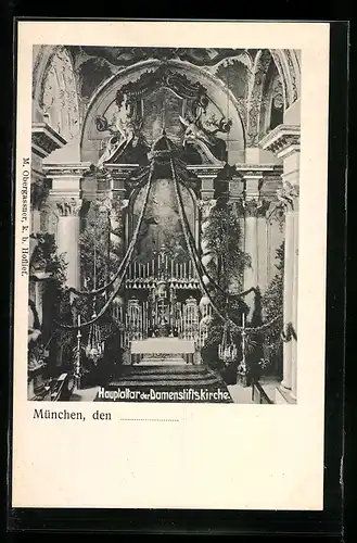 AK München, Hauptaltar der Damenstiftskirche