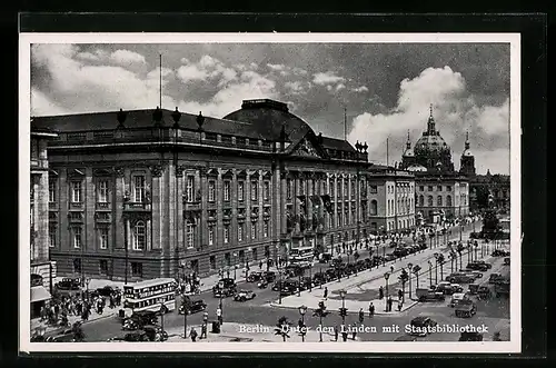 AK Berlin, Unter den Linden mit Staatsbibliothek