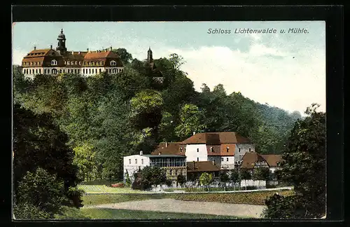 AK Lichtenwalde im Zschopautal, Schloss und Mühle